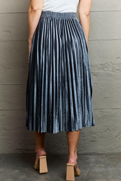 Ninexis Accordion Pleated Flowy Midi Skirt.