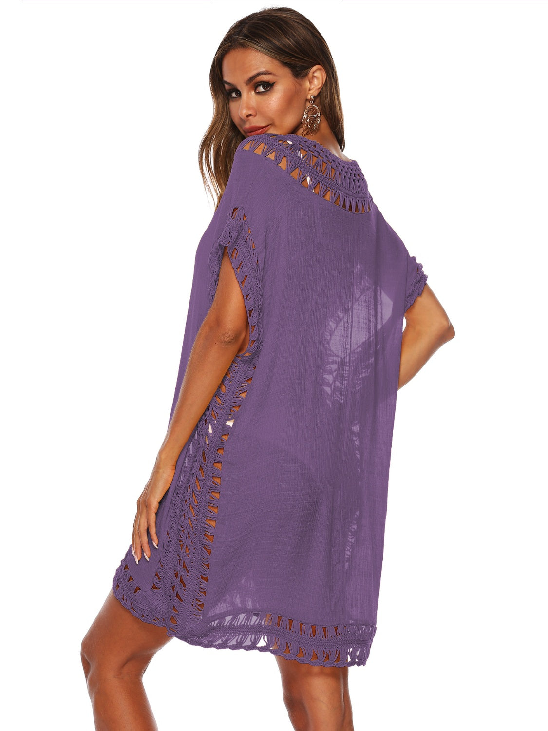 Cutout V-Neck Short Sleeve Cover-Up Coco’s Tee Boutique