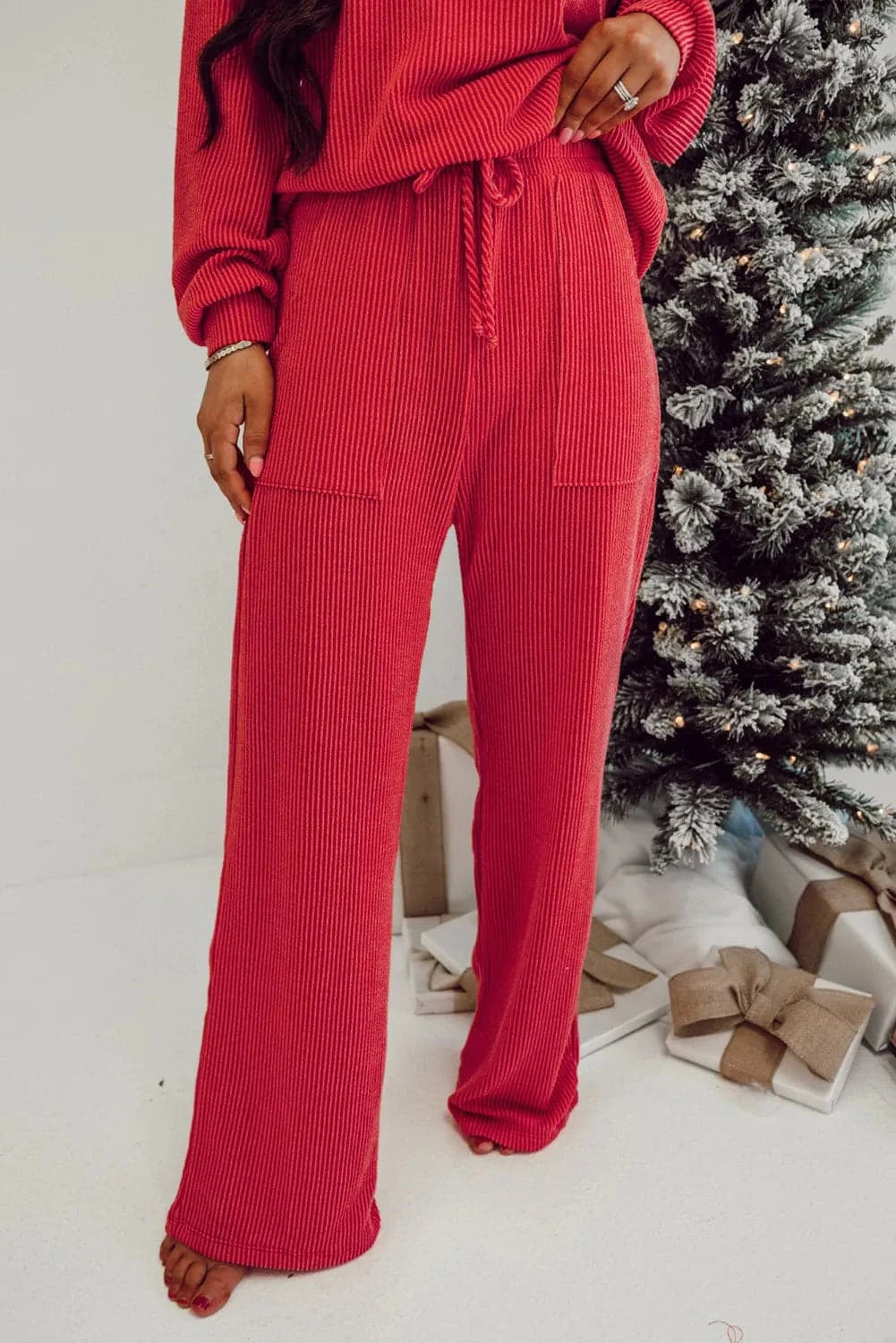 Cozy JOLLY Long Sleeve Lounge Set with Drawstring Pants