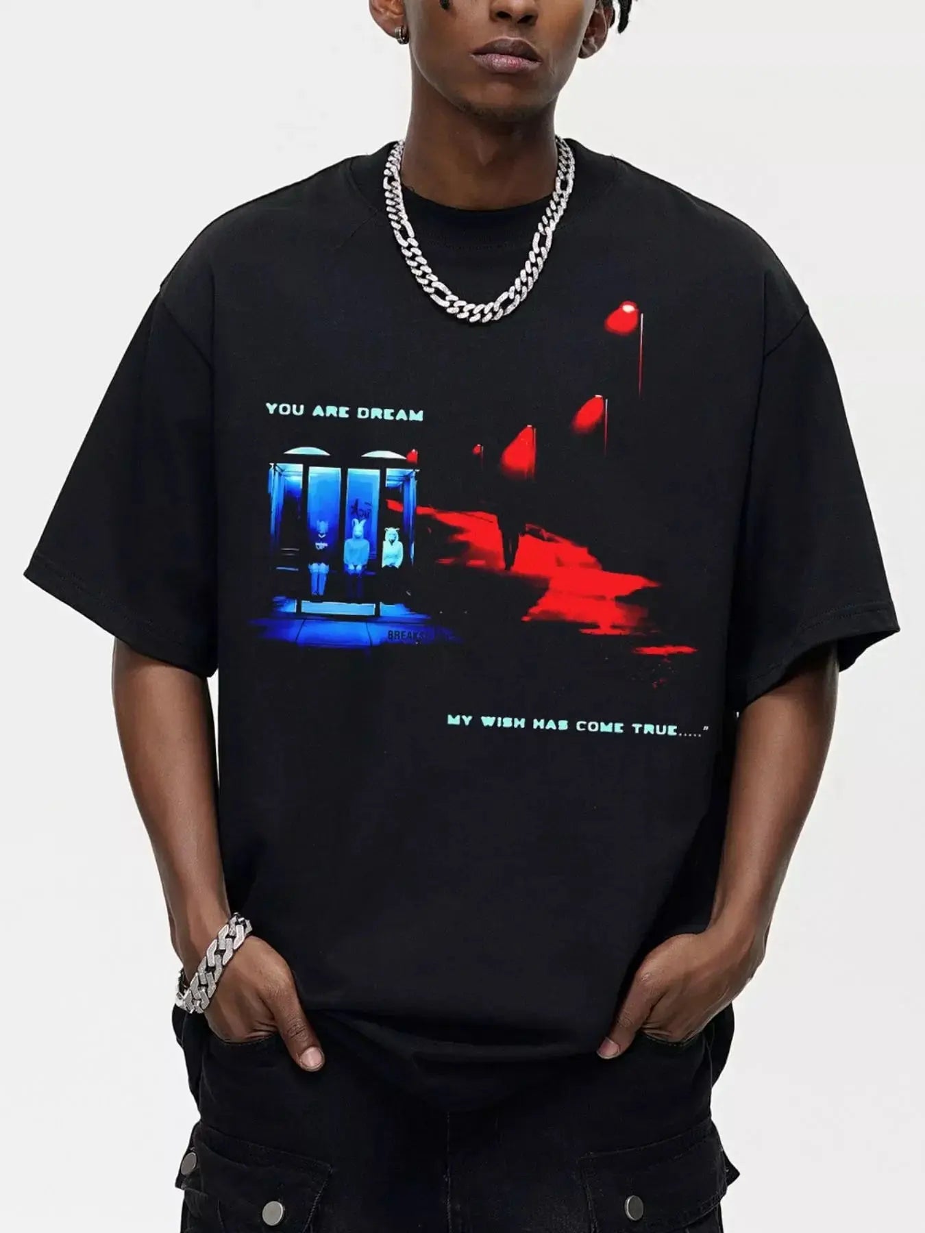 Men's Graphic Round Neck Oversized T-Shirt Simply Love