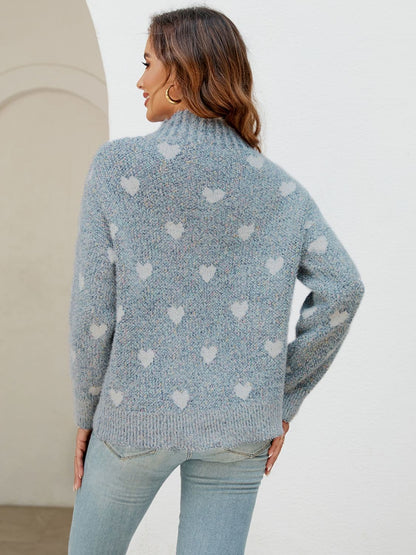 Heart Mock Neck Sweater.