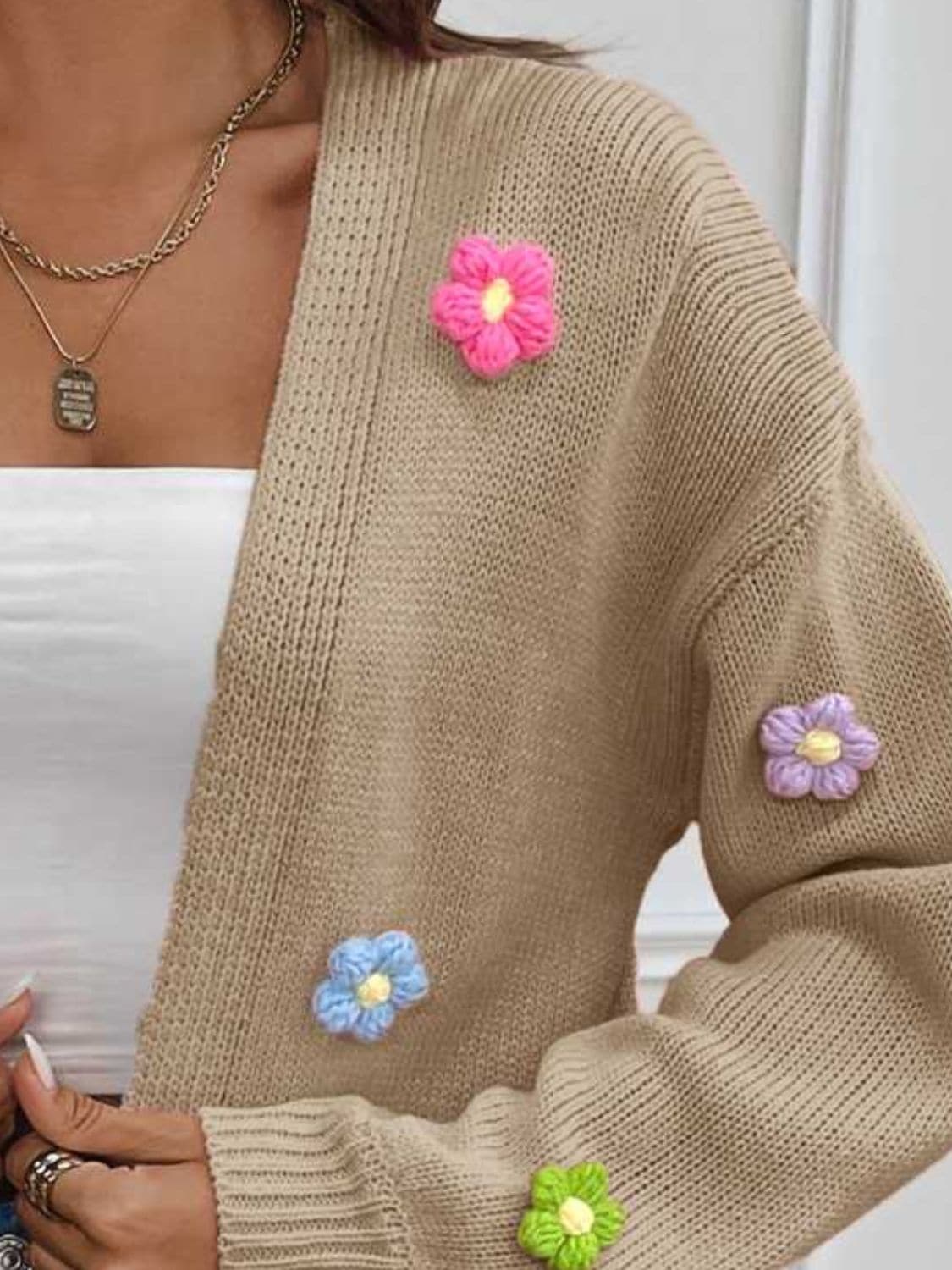 Floral Long Sleeve Open Front Cardigan.