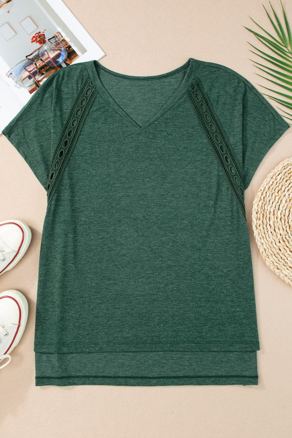 Heathered V-Neck Short Sleeve T-Shirt.