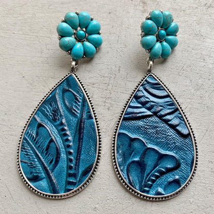 Turquoise blooms teardrop earrings