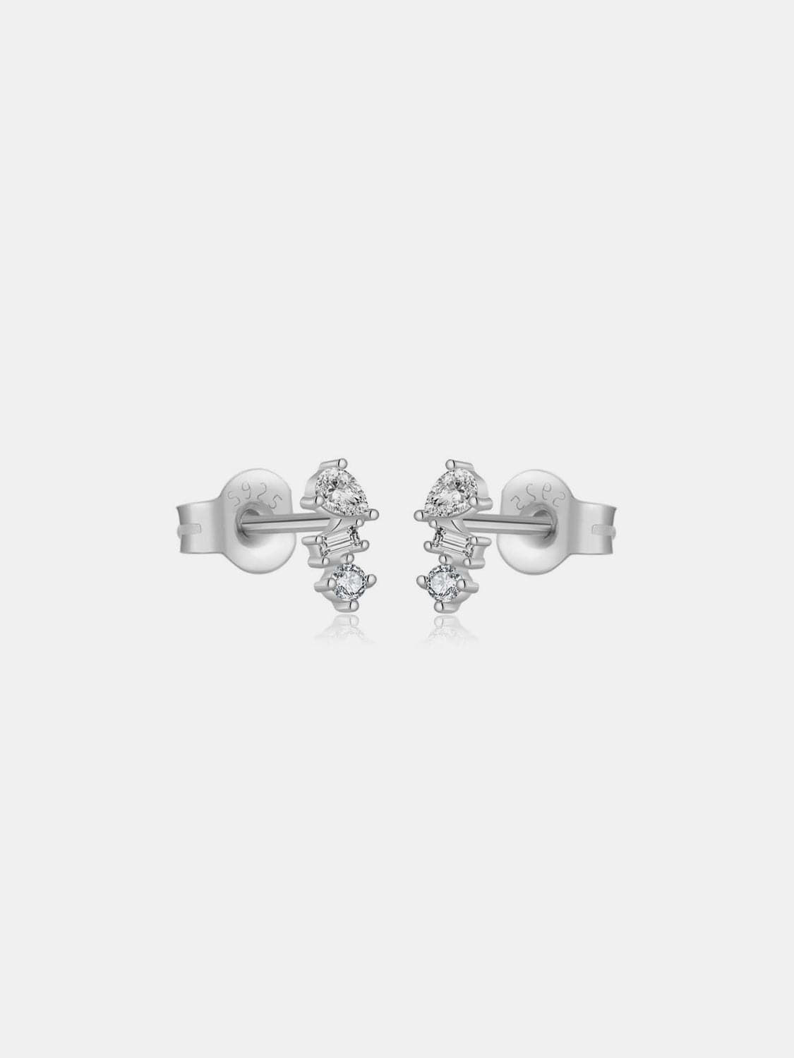 925 Sterling Silver Inlaid Zircon Stud Earrings.