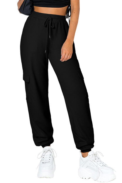 Trendy black cargo joggers with pockets