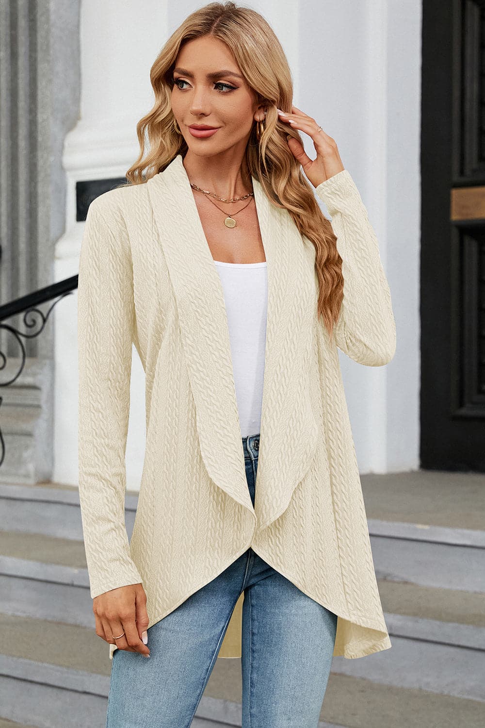 Open Front Long Sleeve Cardigan.