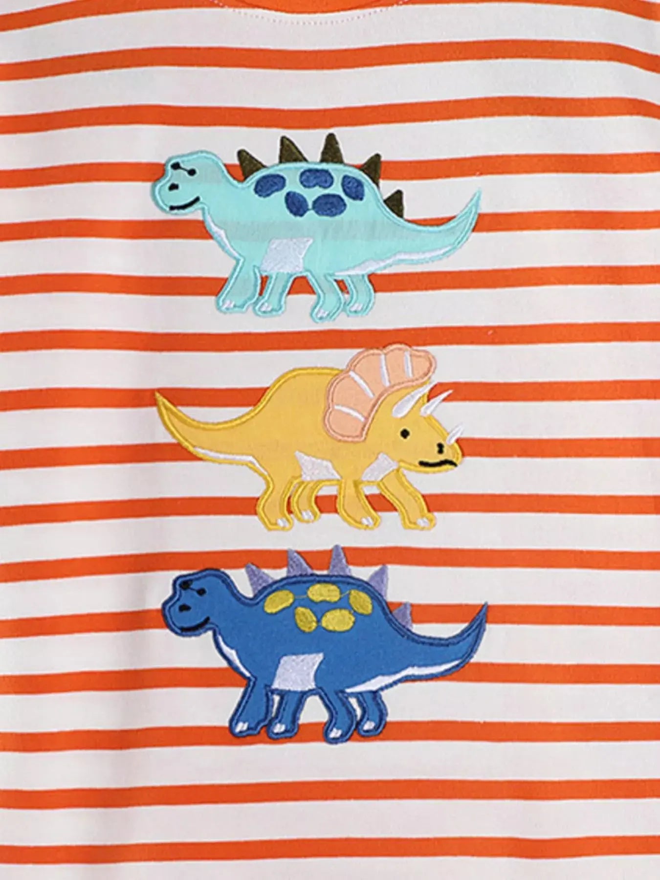 Kids Dinosaur Applique Striped Cotton Long Sleeve T Shirt Simply Love