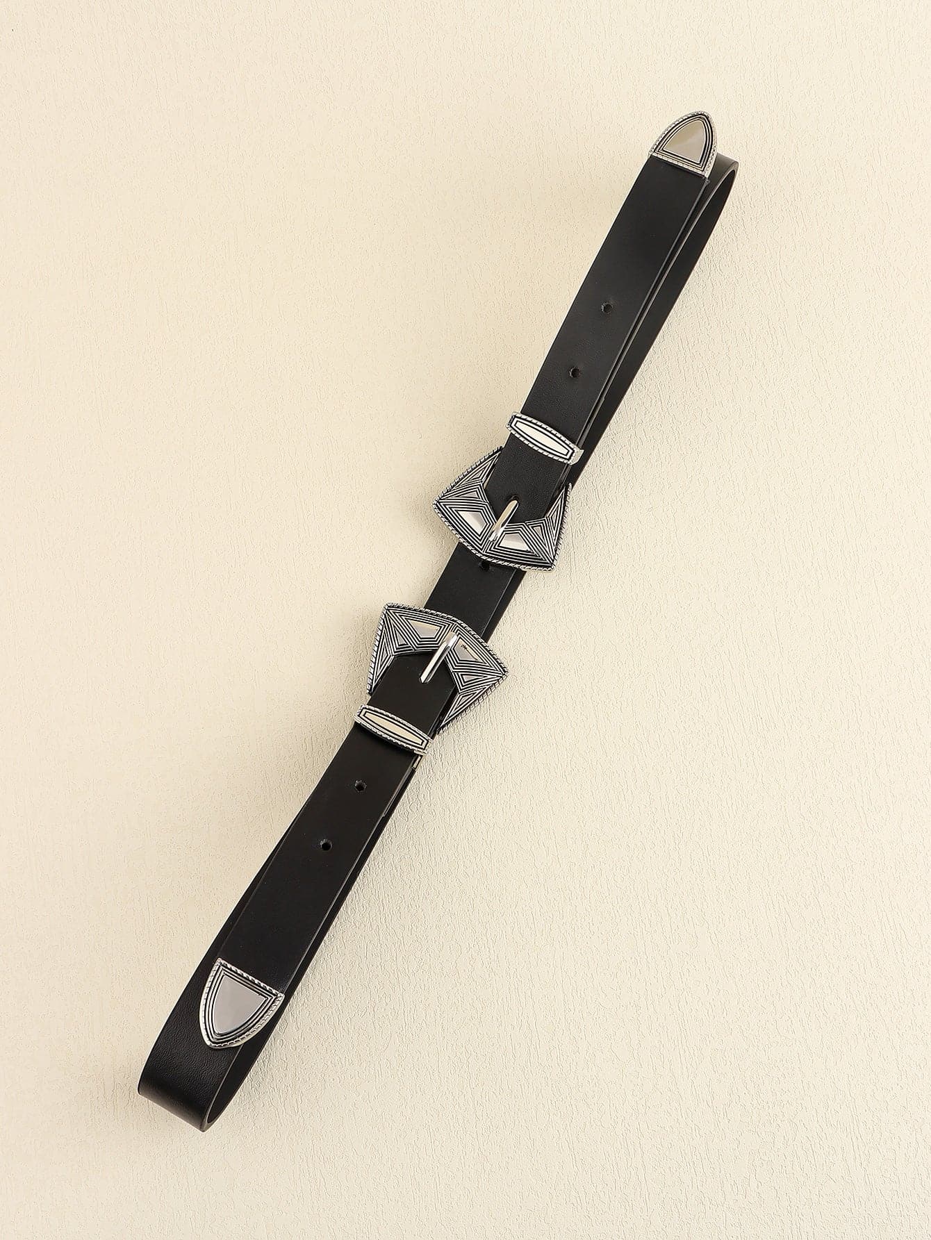 Double Buckle PU Leather Belt.