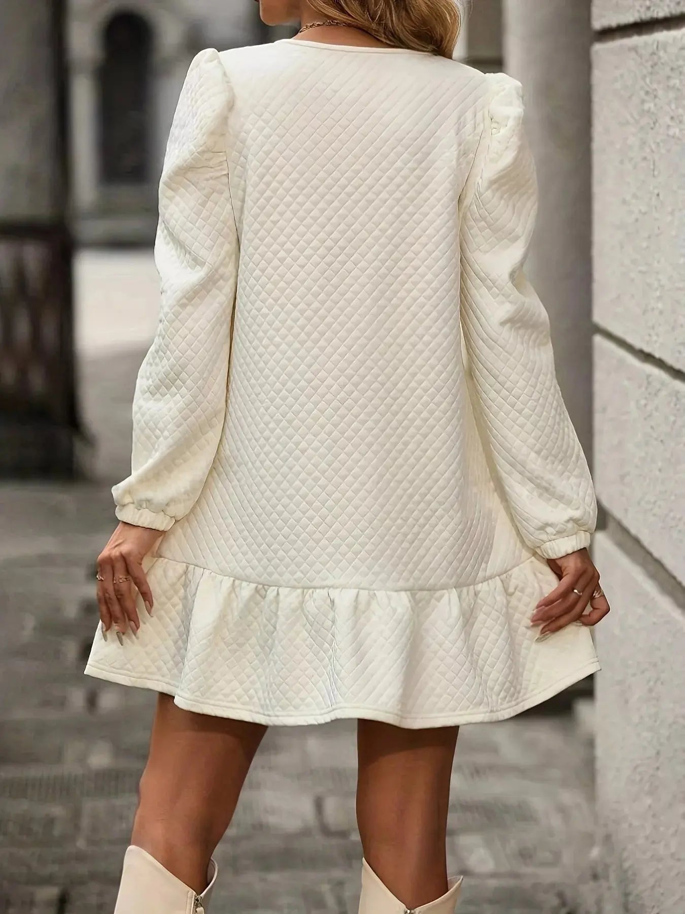 Puff Sleeve Ruffle Hem Mini Dress Simply Love