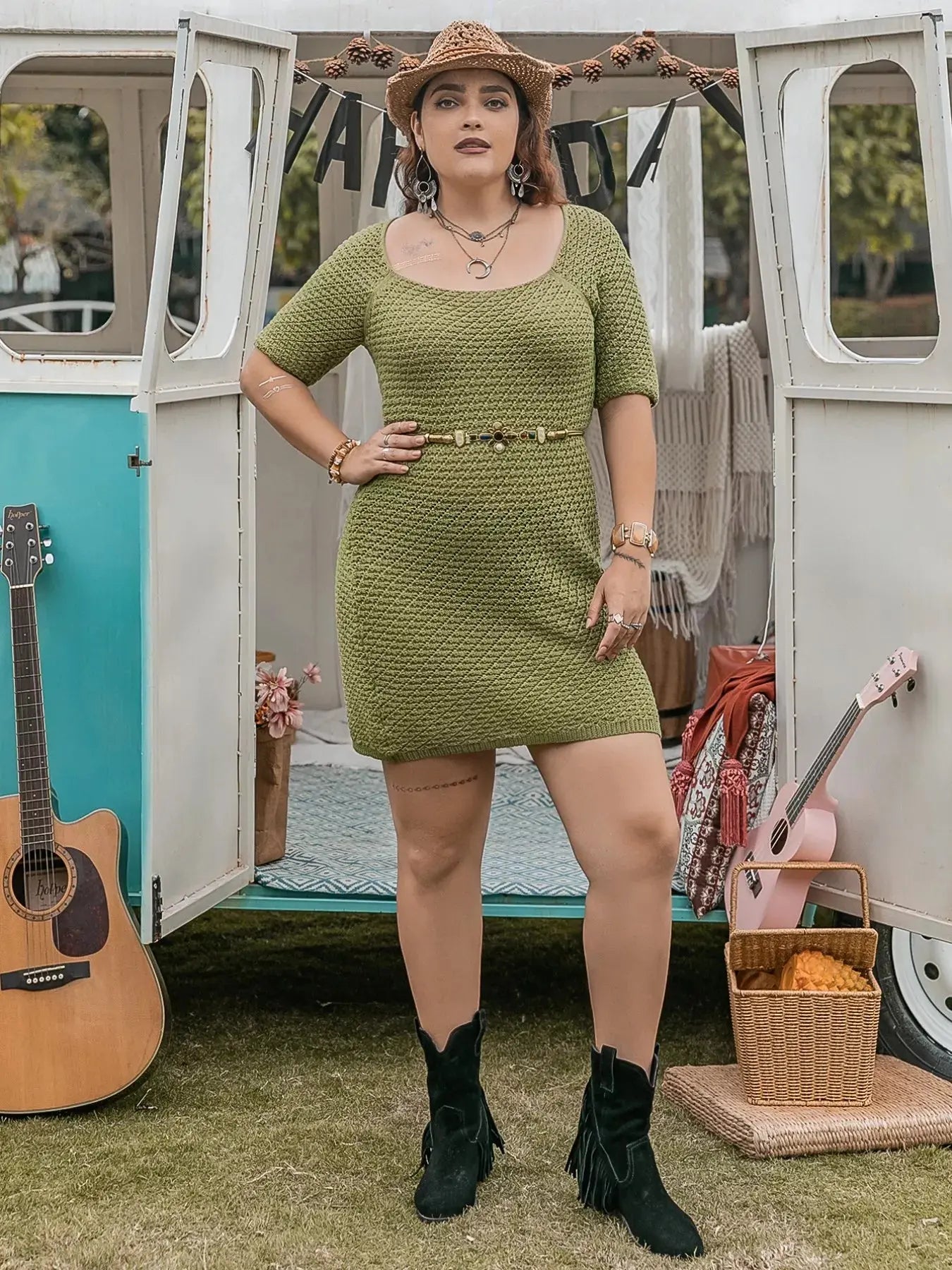Plus Size Textured Knit Mini Dress Simply Love