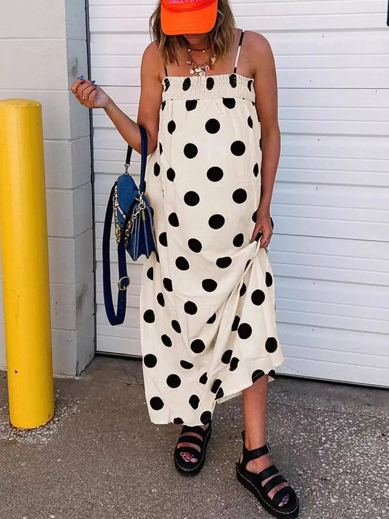 Polka Dot Spaghetti Strap Maxi Dress Simply Love
