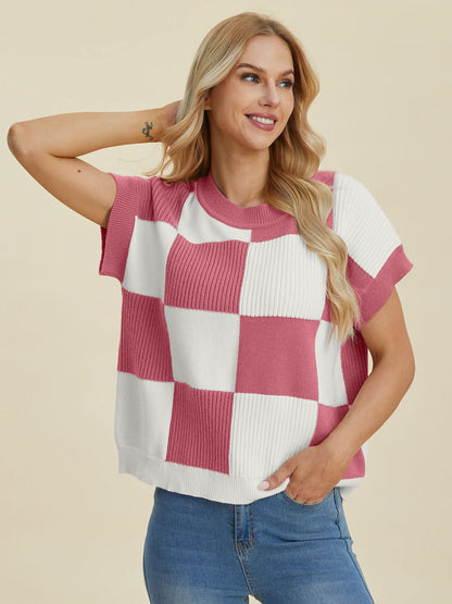 Chic Checkered Sweater - Plus Size