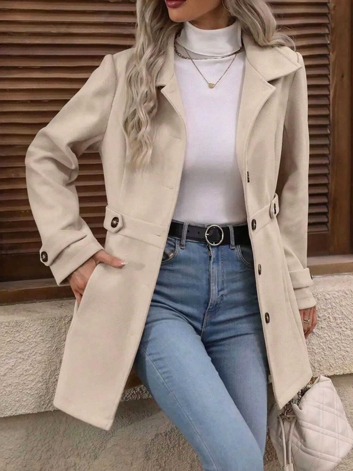 Button Up Long Sleeve Coat Simply Love