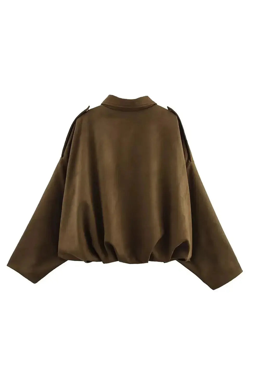 Collared Neck Dropped Shoulder Jacket Simply Love