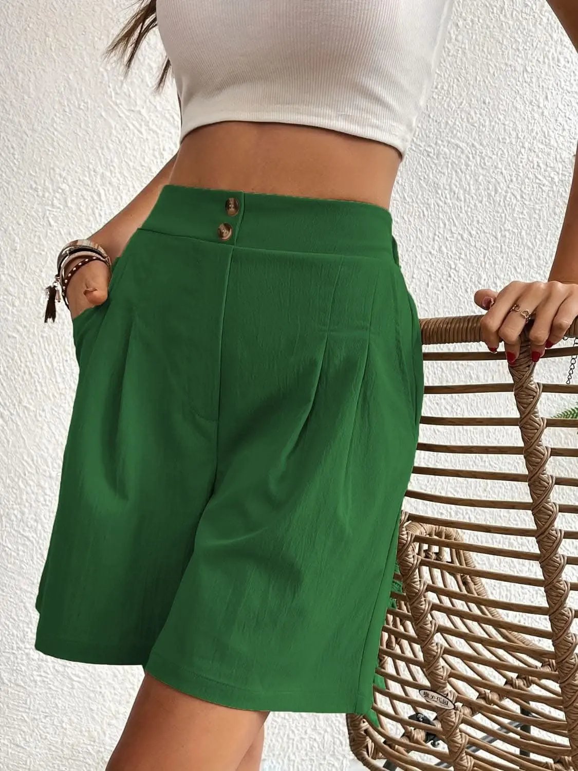 High-waisted pocket shorts for women - Love Salve 