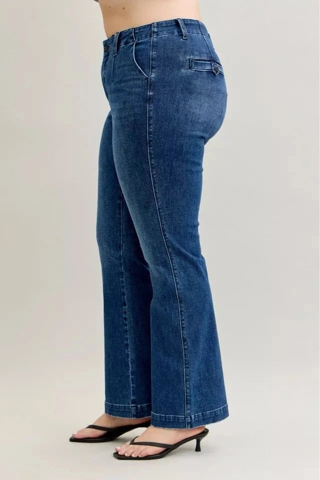 Judy Blue Full Size Mid Rise Bootcut Jeans with Welt Pockets Plus Size Coco’s Tee Boutique