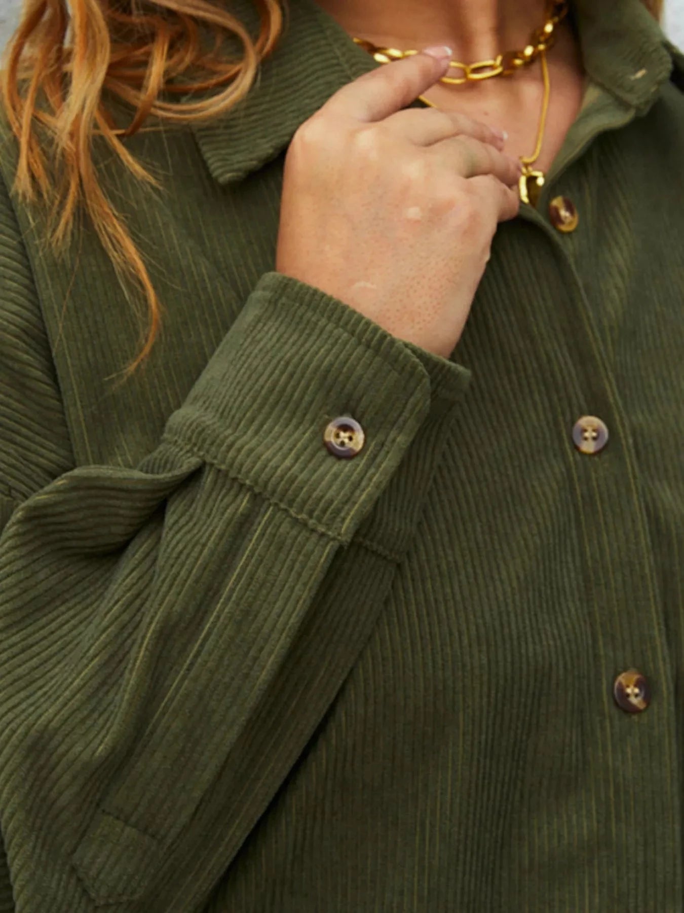 Corduroy Button Up Shirt With Pockets For All Seasons Simply Love