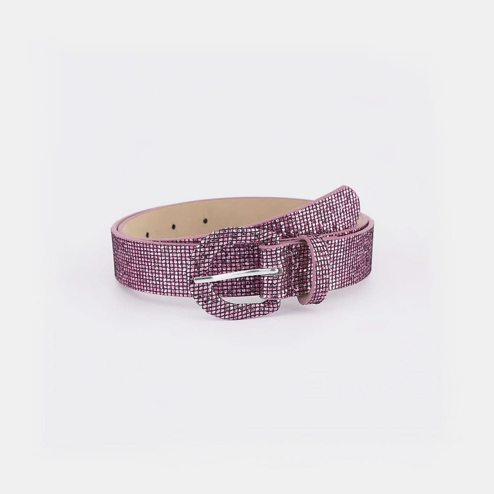 Sparkling sequined PU leather belt