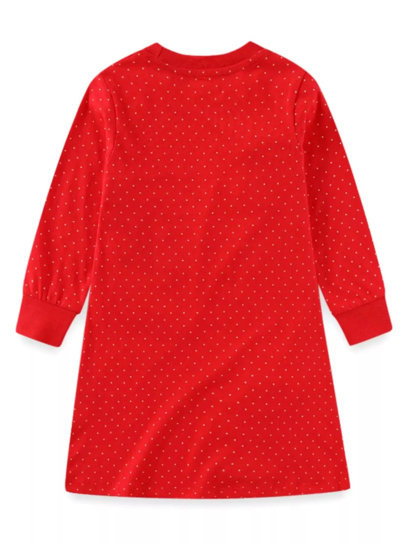 Kids Red Long Sleeve Dress With Animal Applique And Polka Dots Simply Love