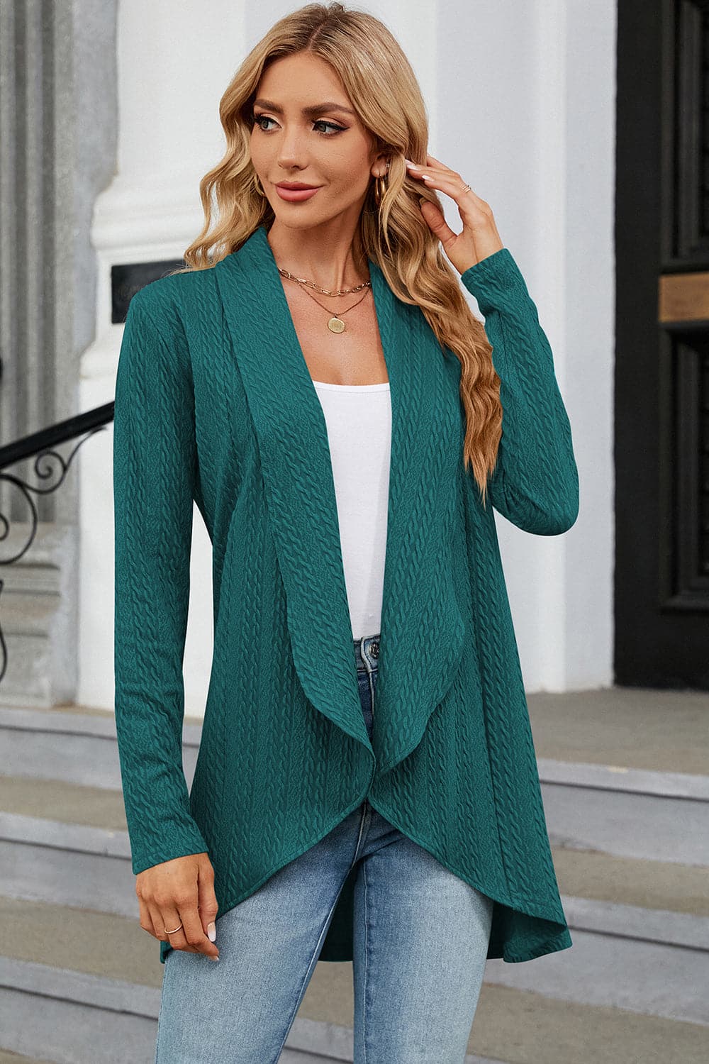 Open Front Long Sleeve Cardigan.