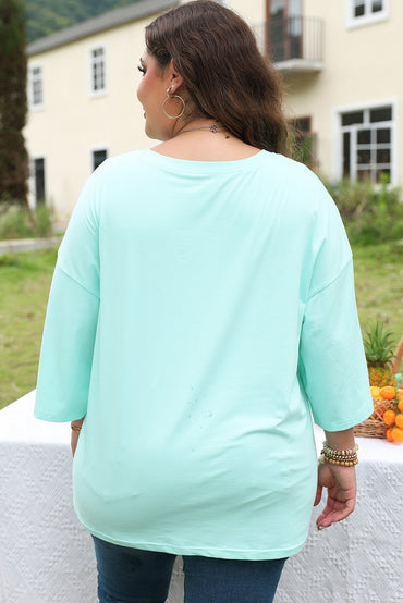 Chic moonlight jade star patch tunic for plus sizes