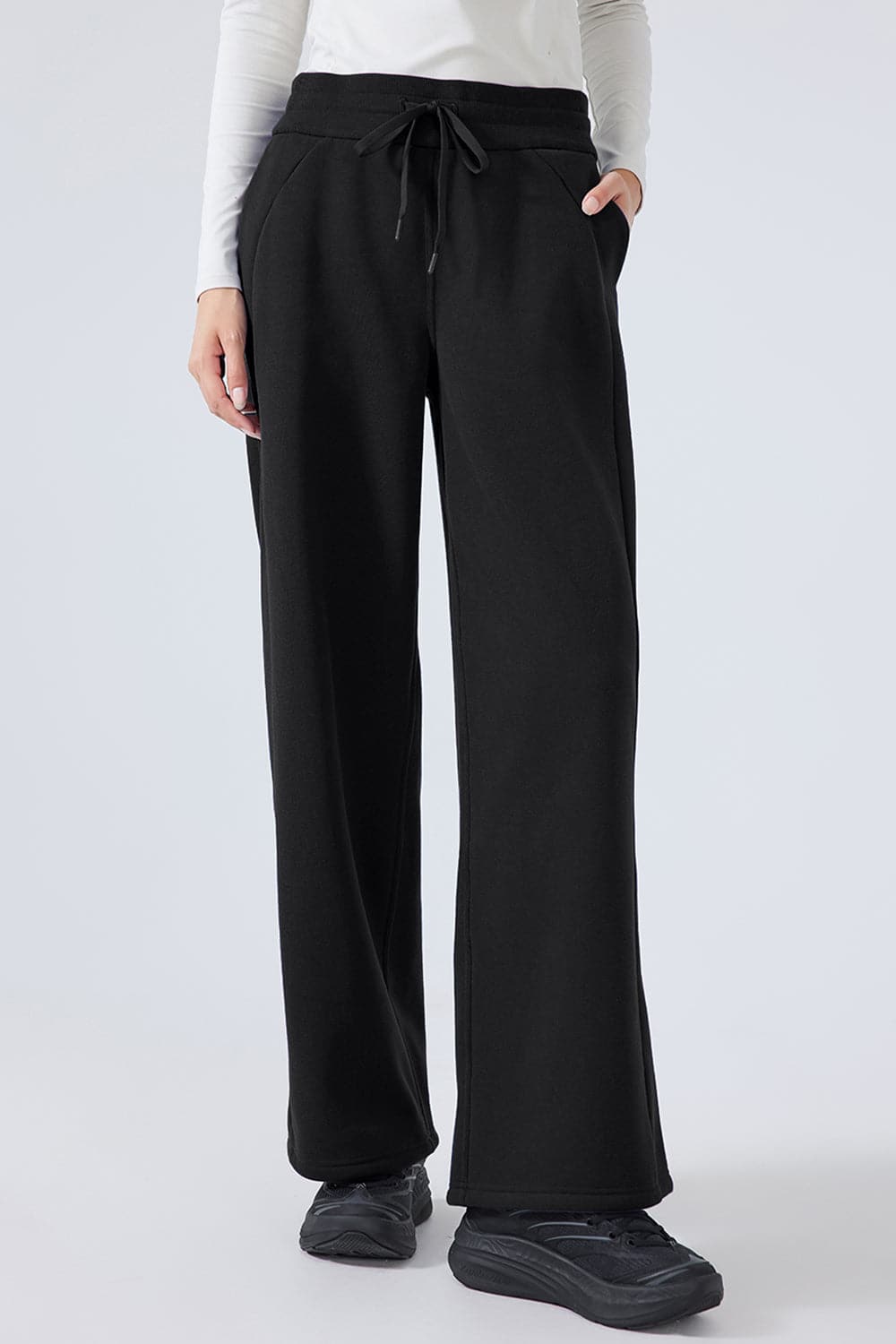 Chic drawstring wide-leg trousers