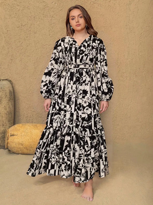 Plus Size Floral Print Balloon Sleeve Maxi Dress Simply Love