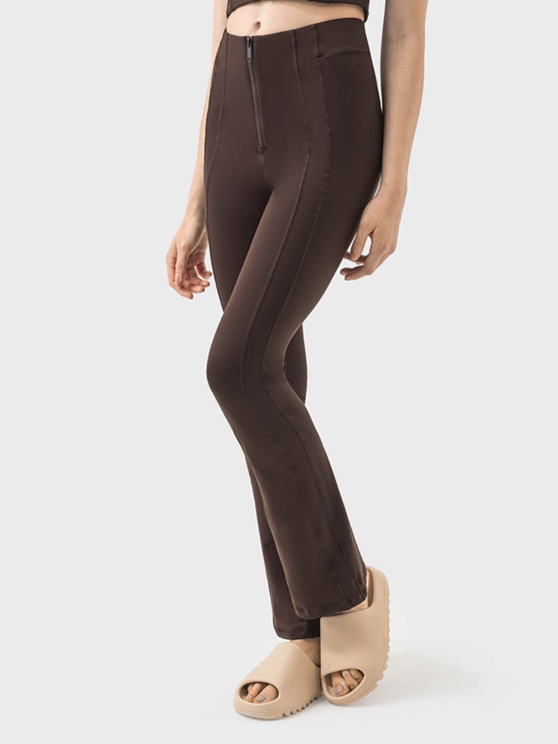 Zipper Detail High Waist Active Pants.