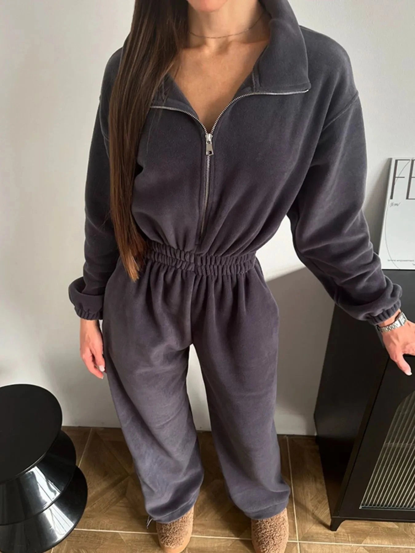 Zip Front Long Sleeve Jumpsuit Coco’s Tee Boutique