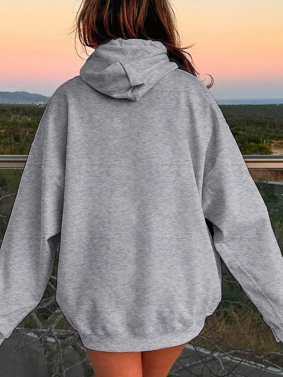 Drawstring Dropped Shoulder Hoodie.