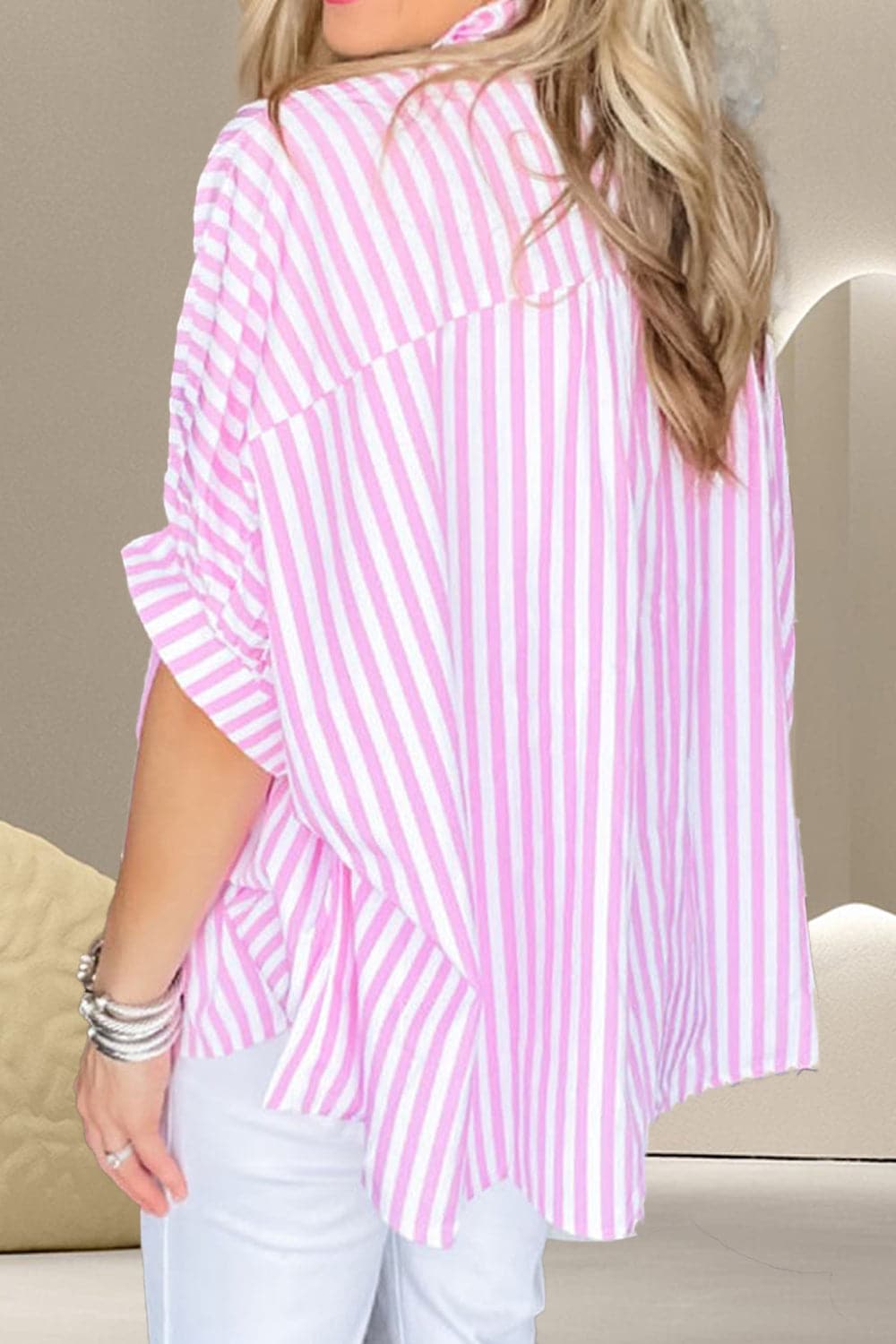 Striped Collared Neck Half Sleeve Shirt.