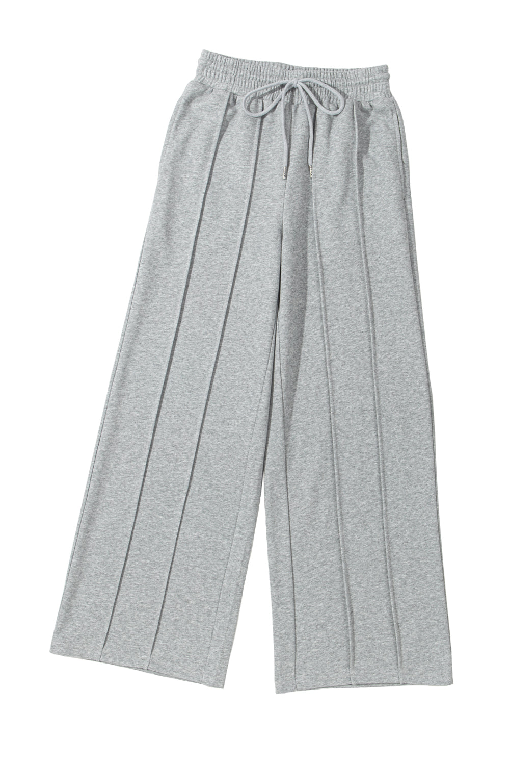 Chic gray high waist wide leg sweatpants with drawstring detail