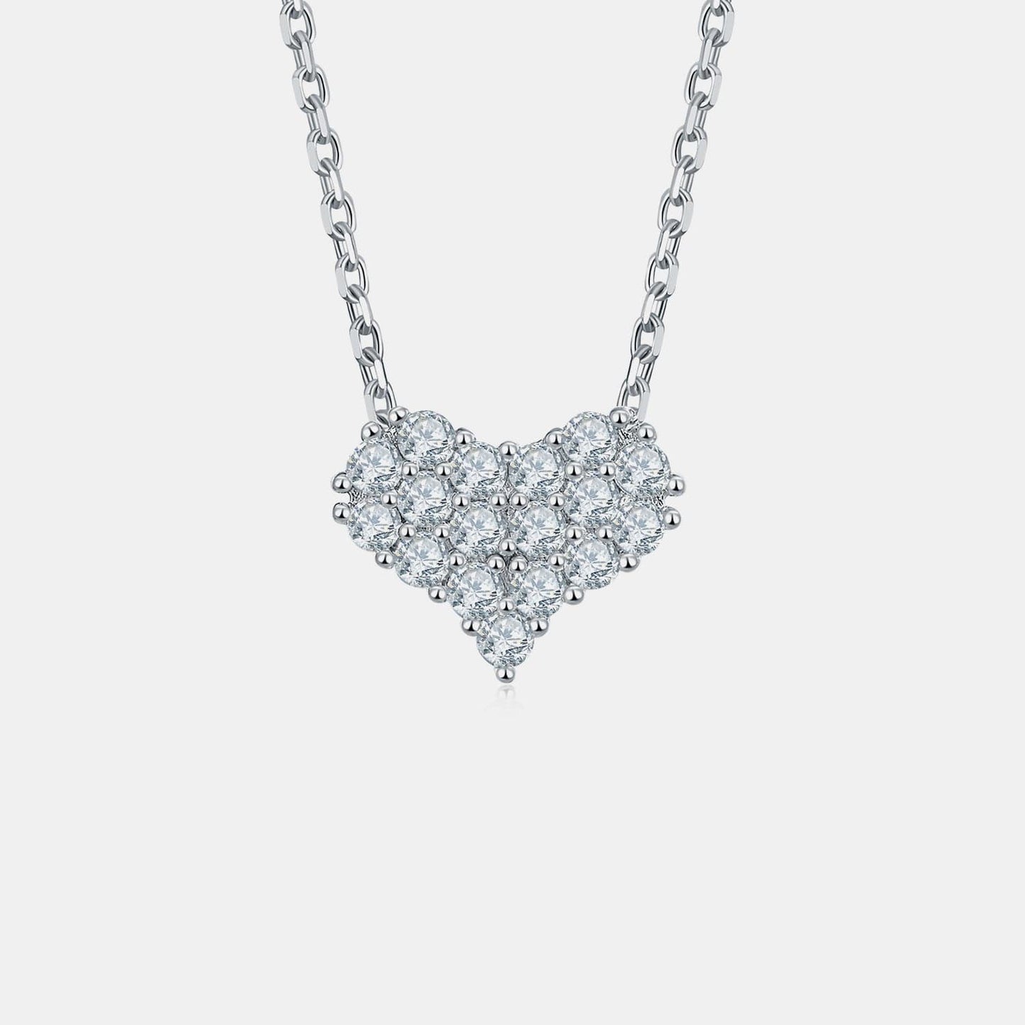 Moissanite 925 Sterling Silver Heart Necklace.