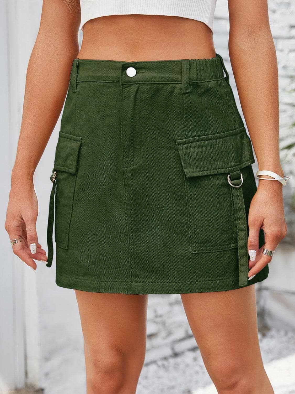 Chic denim skirt with pockets - Love Salve 