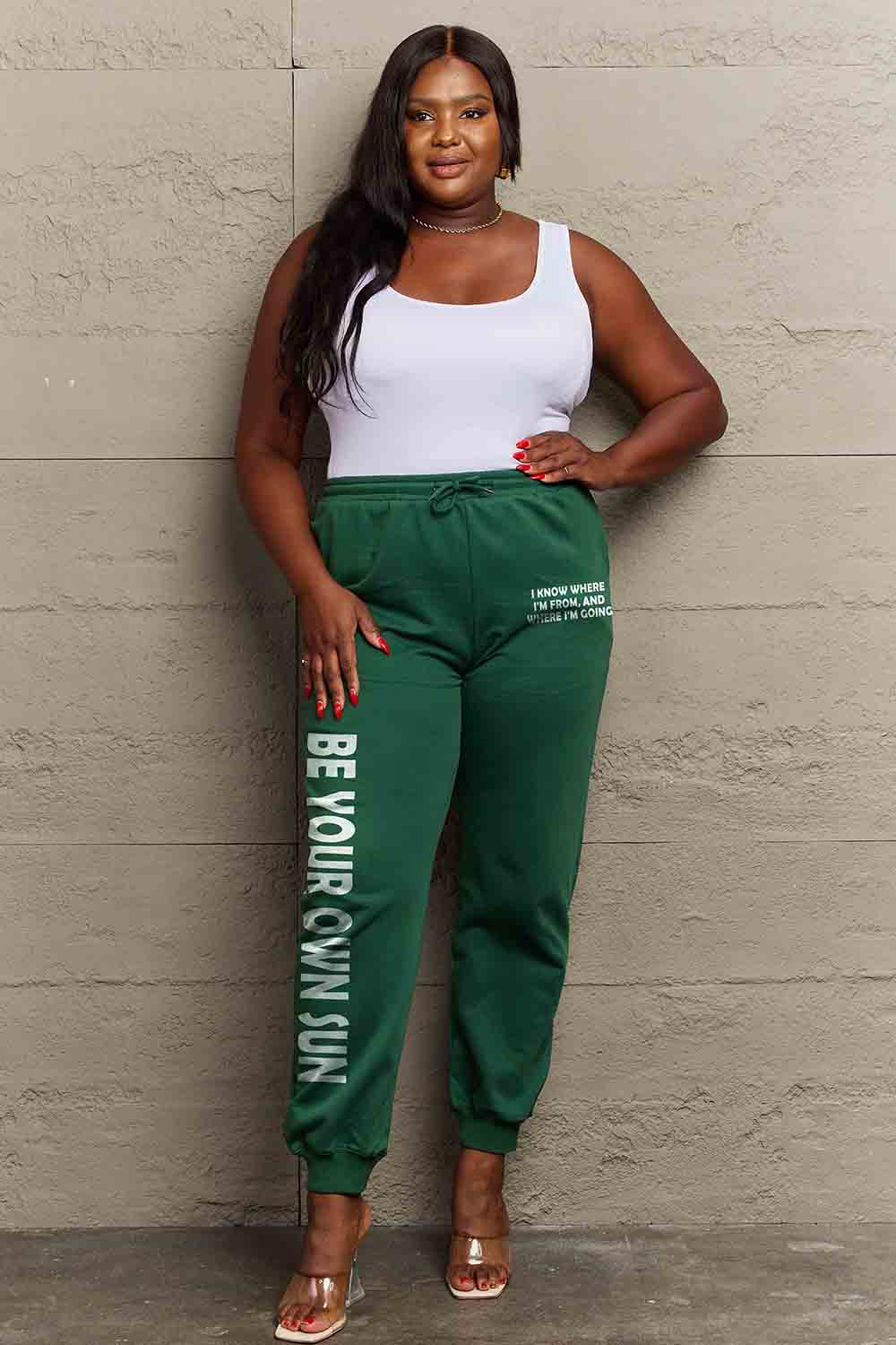 Simply Love Full Size BE YOUR OWN SUN Graphic Sweatpants.