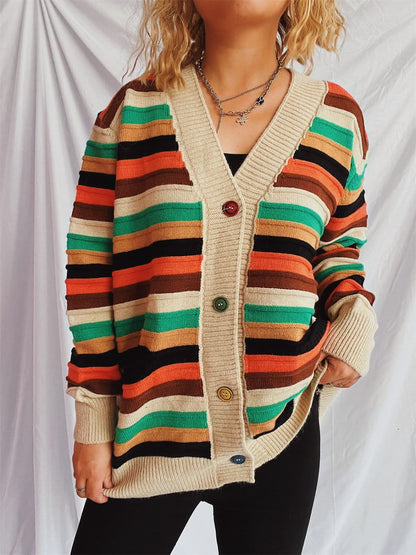 Chic striped button-up cardigan