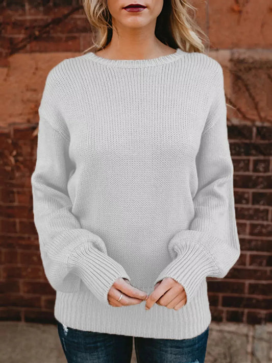 Tied Back Long Sleeve Sweater Simply Love