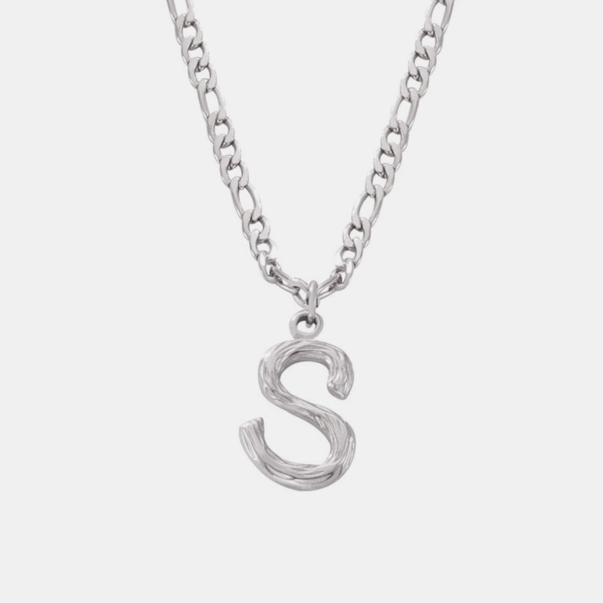 Titanium Steel Letter Pendant Necklace.