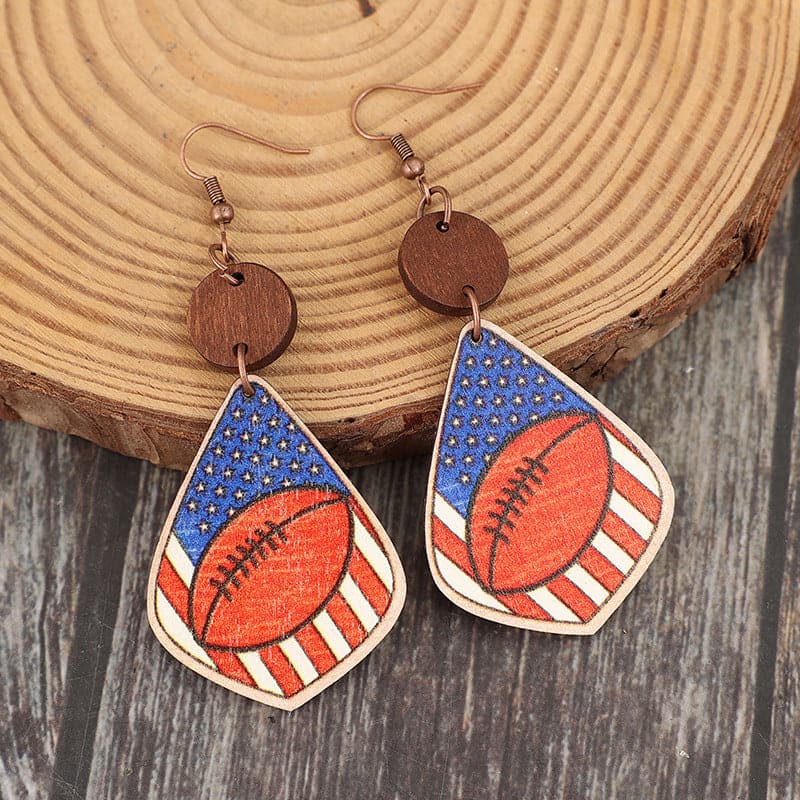 Printed Wooden Dangle Earrings.