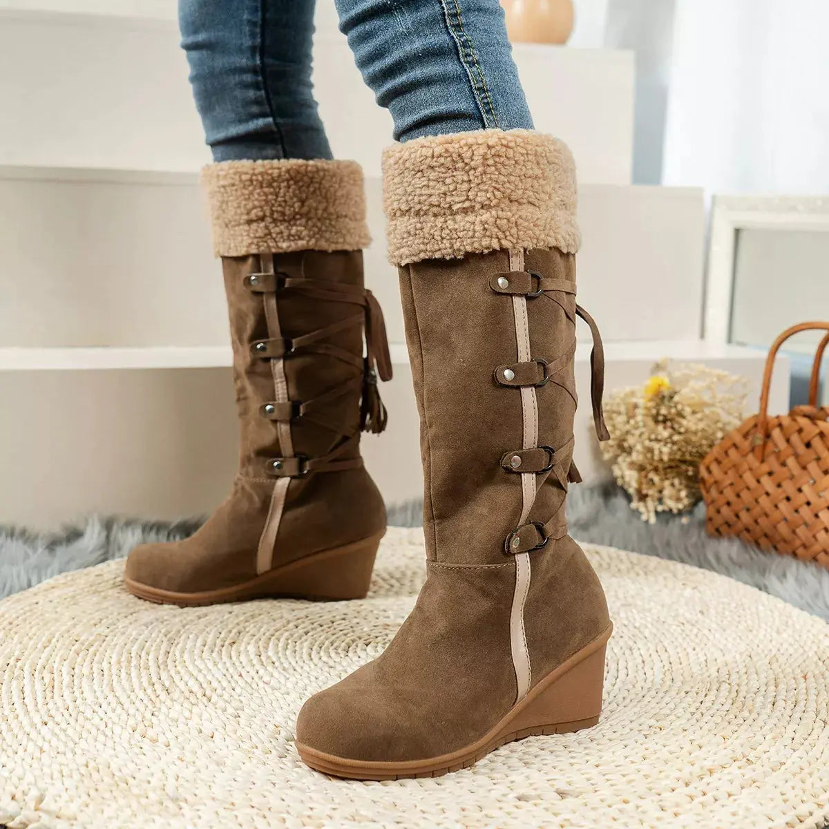 Round Toe Wedge Boots Simply Love