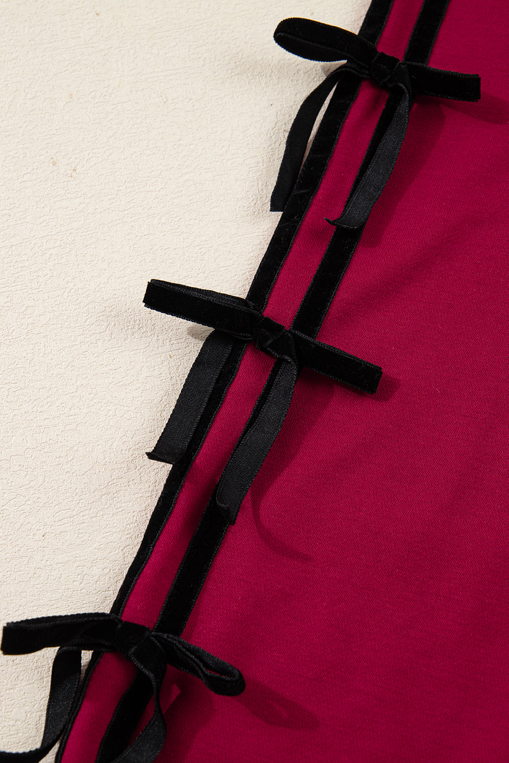 Racing Red Striped Bow Detail Drop Shoulder Sweatshirt Dress With Pockets Dear-Lover Dropshipping