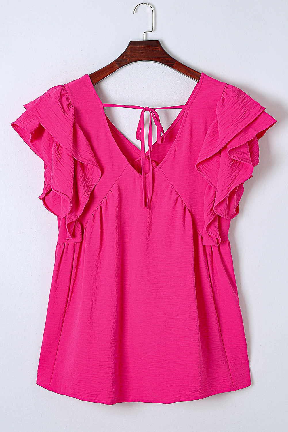 Chic plus size ruffle v-neck tunic with tie-back detail