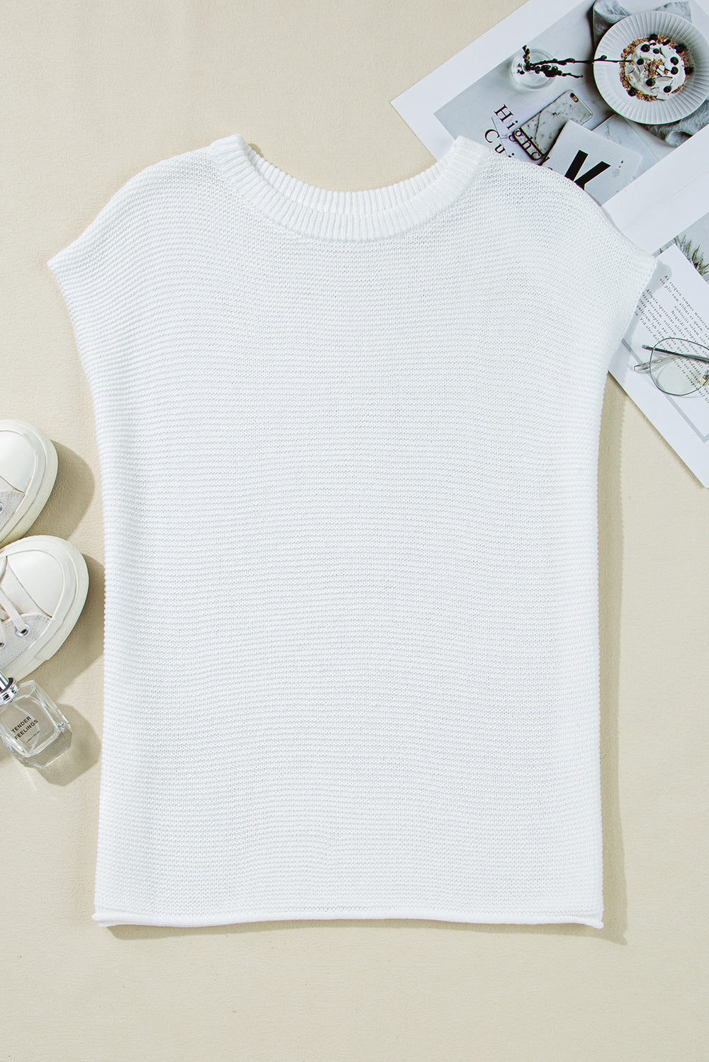 Jet Stream Casual Solid Sweater Tee with Chic Side Slits