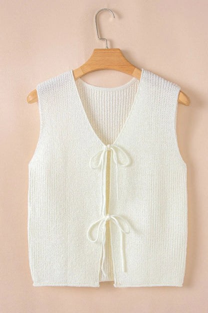 Double Tie V Neck Sweater Vest