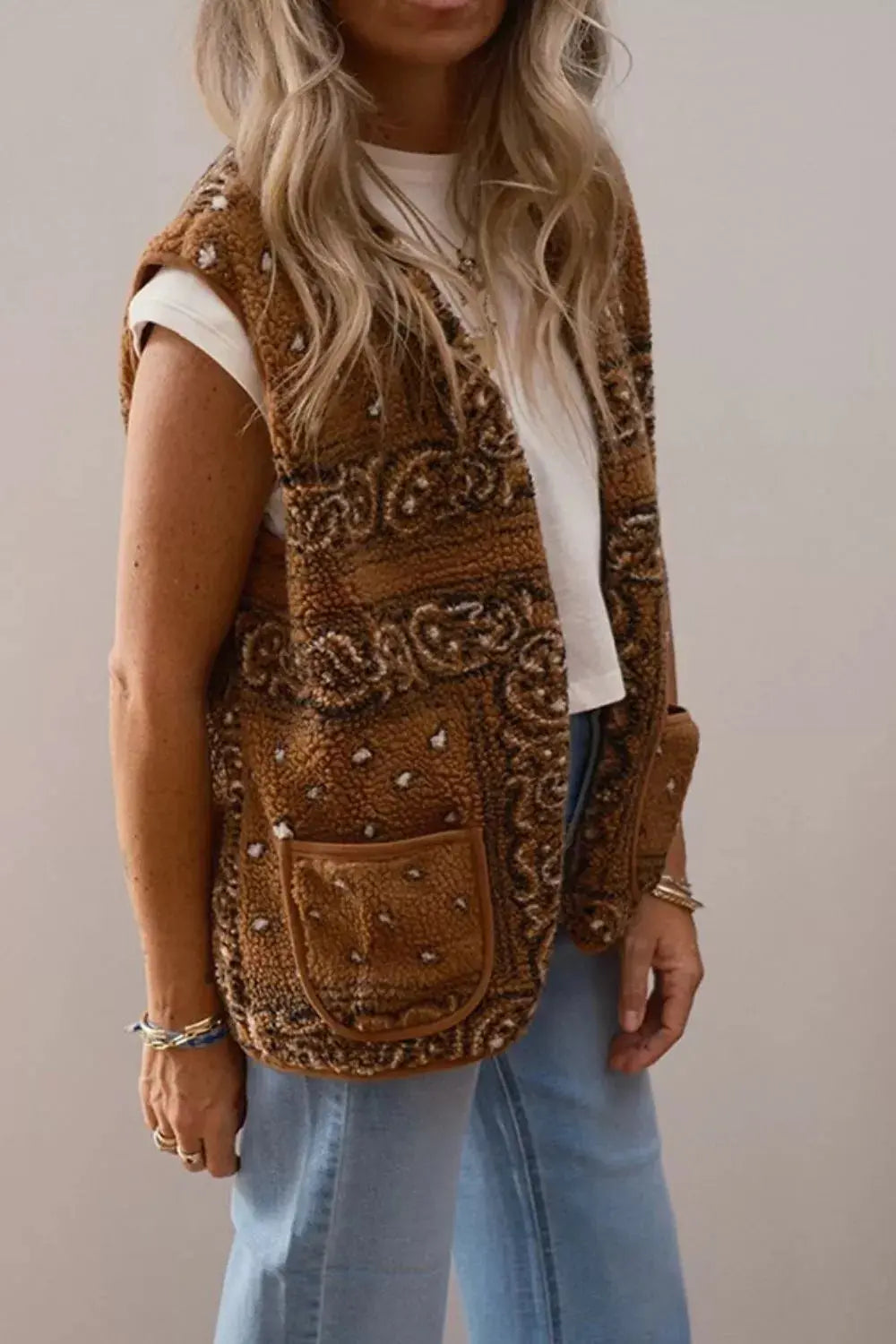 Fleece Open Front Vest Coat Simply Love
