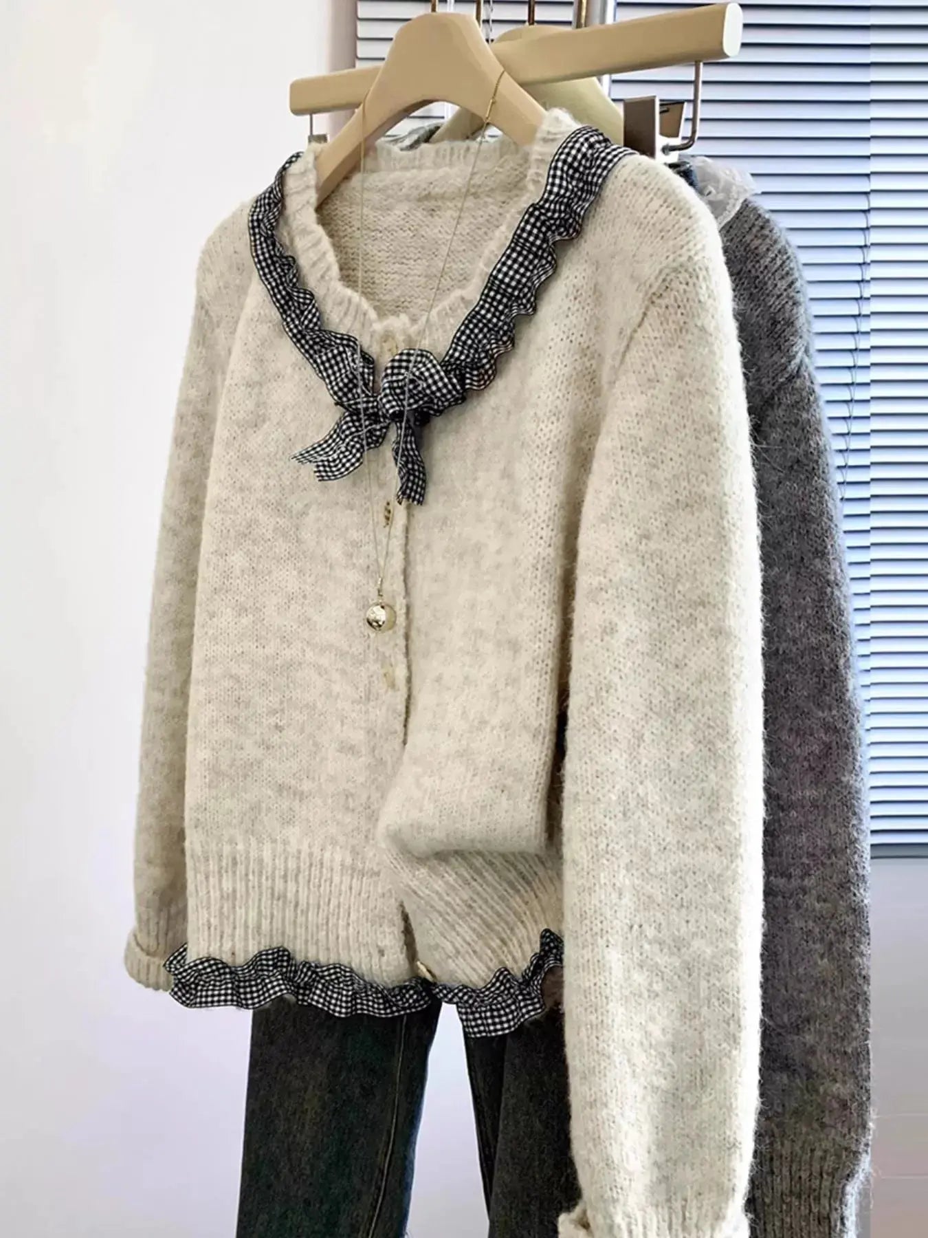 Ruffle Trim Button Up Cardigan Simply Love