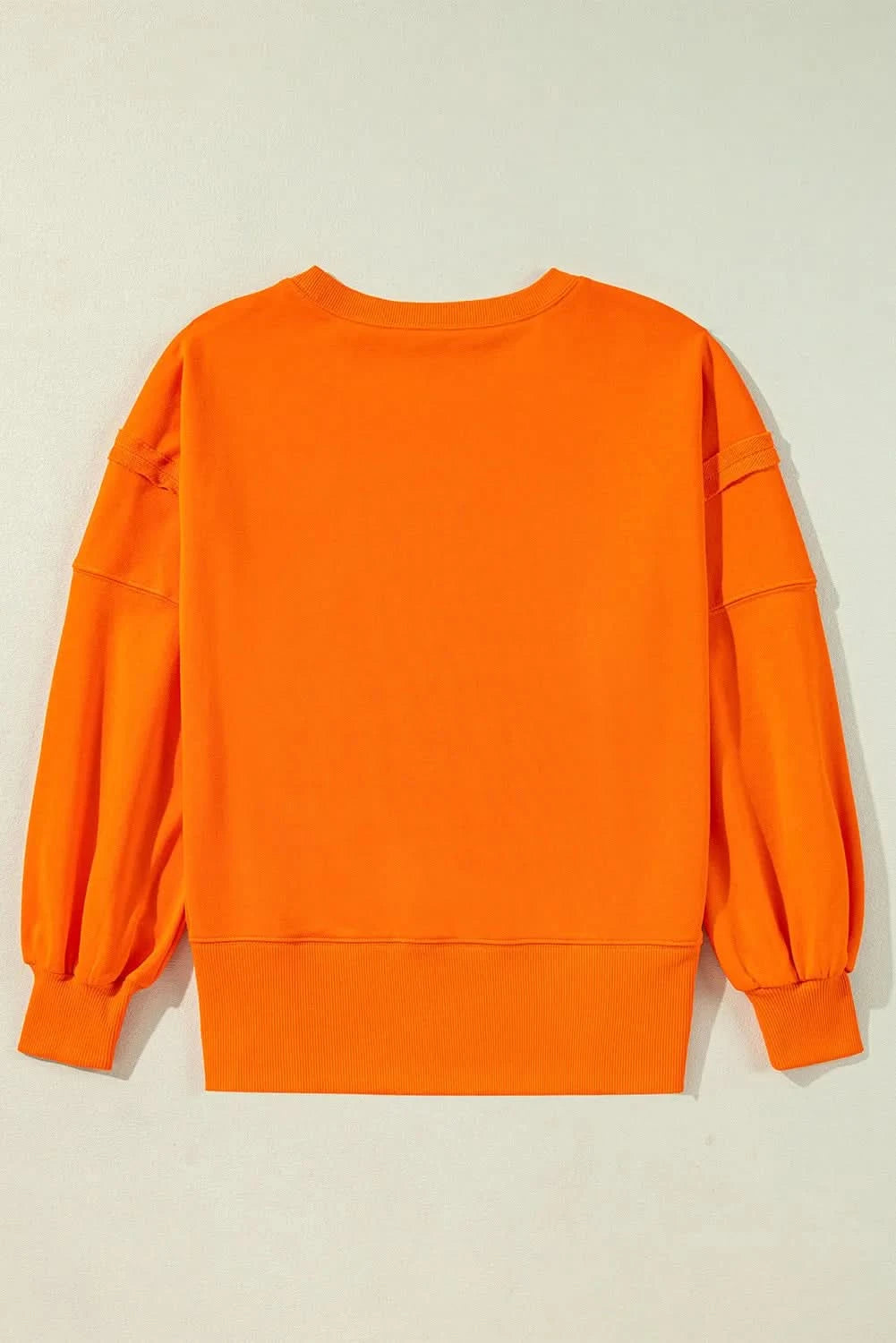 Exposed Seam Round Neck Long Sleeve Sweatshirt