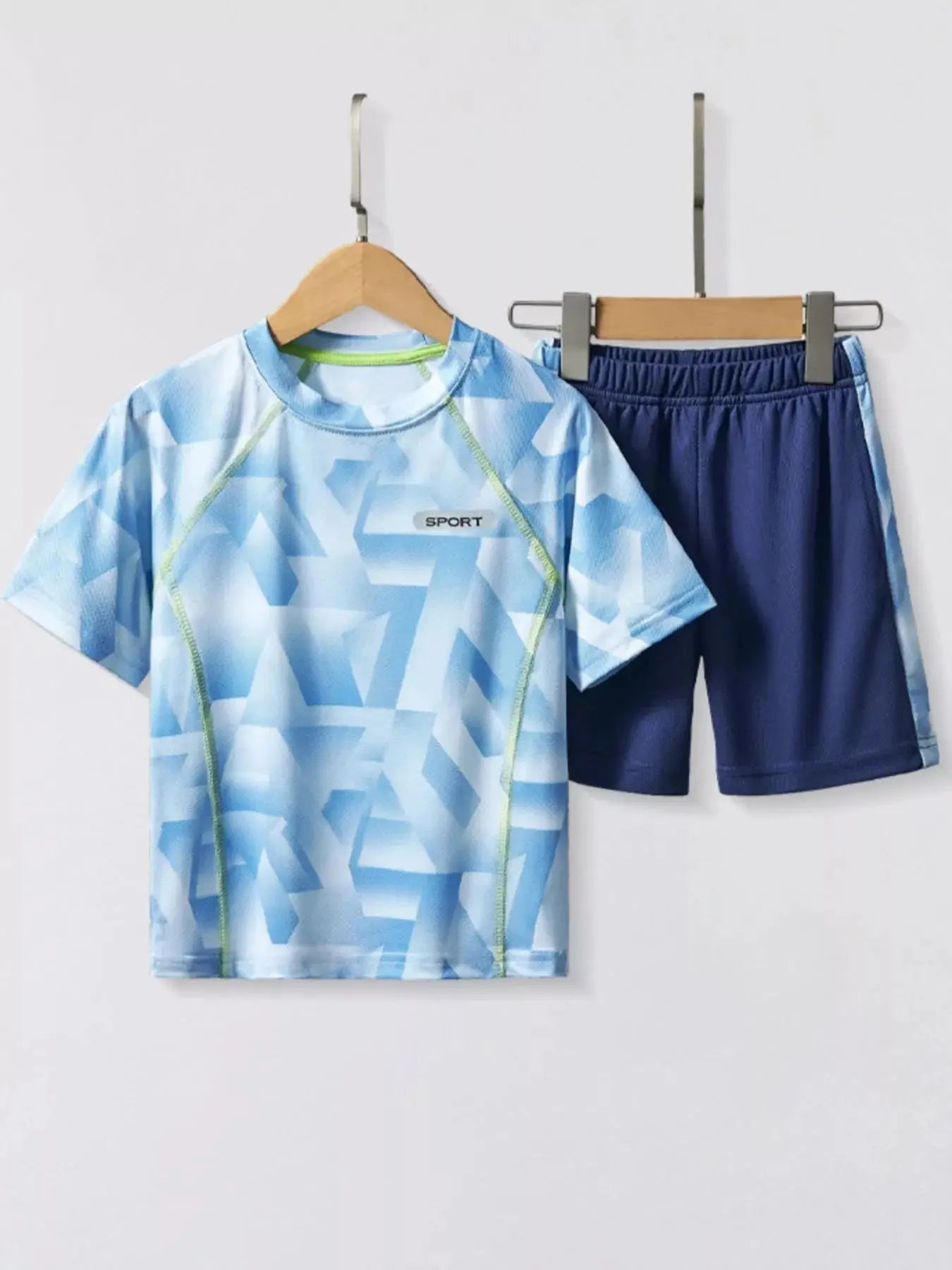 Children's Geometric Print Quick Dry Tee and Shorts Set Simply Love