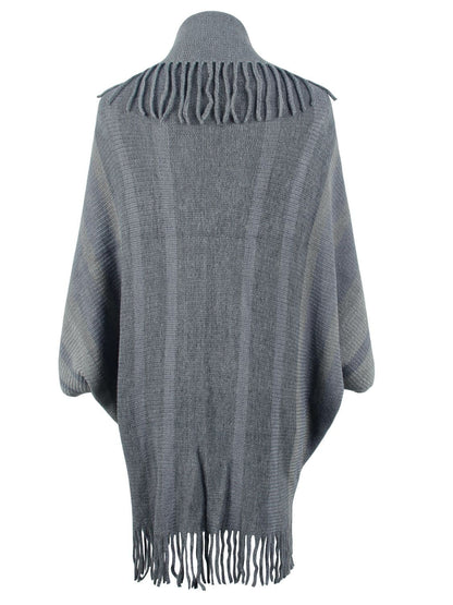 Fringe Detail Open Front Poncho.